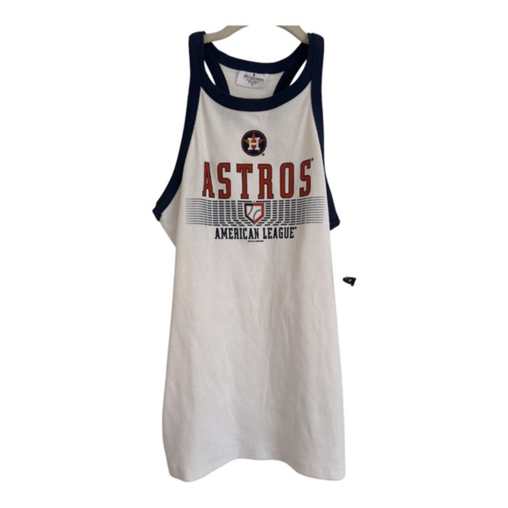 Soft as a Grape Houston Astros American League Ribbed Tank Top Navy White Medium